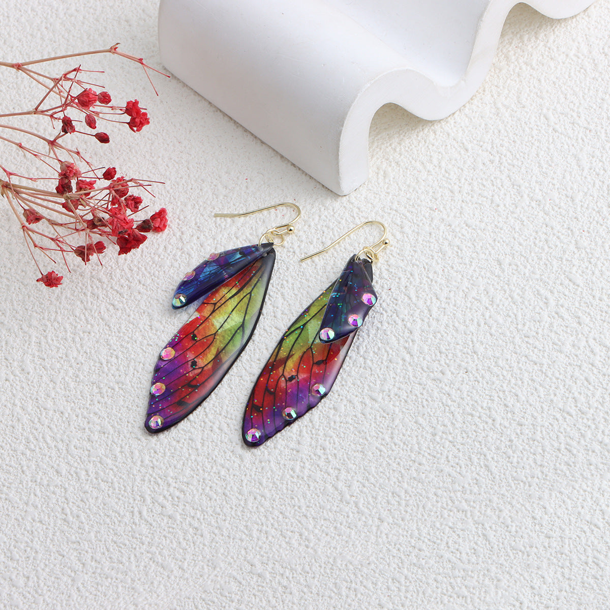 Misty Rain In Southern Cicada Wings Earrings