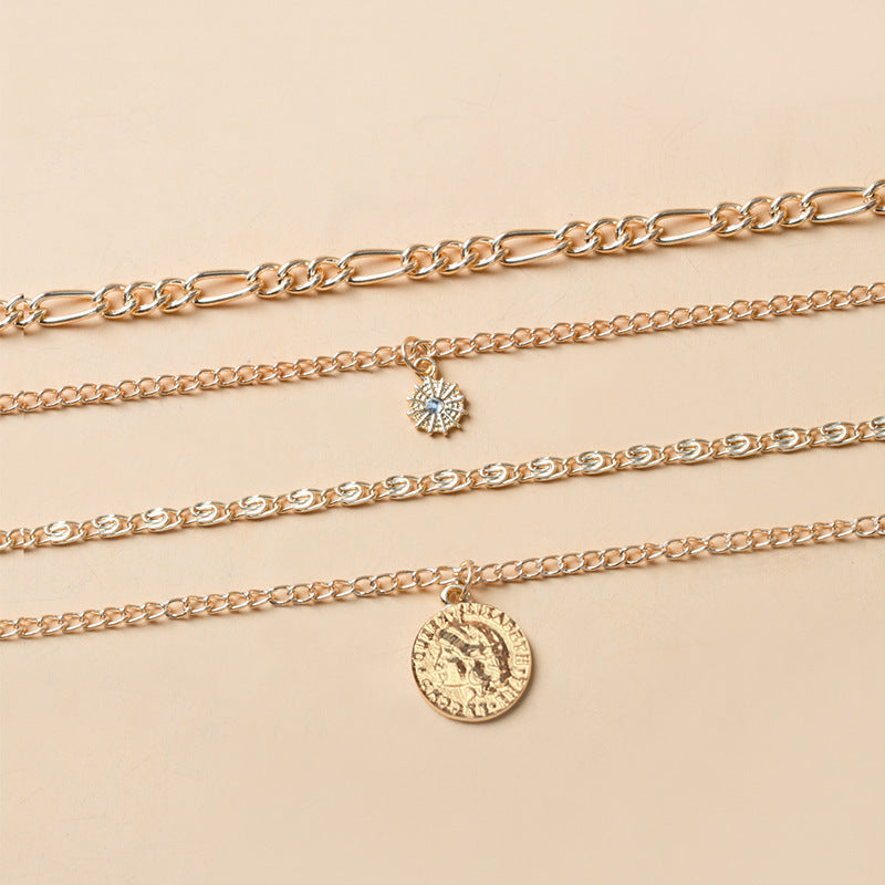 Chunky Layered Gold and Silver Coin Necklace for Women