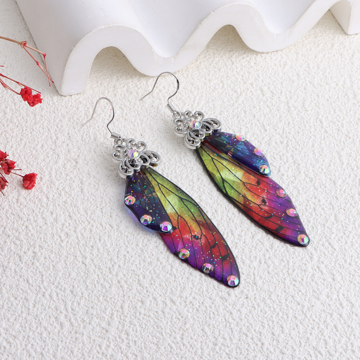 Misty Rain In Southern Cicada Wings Earrings