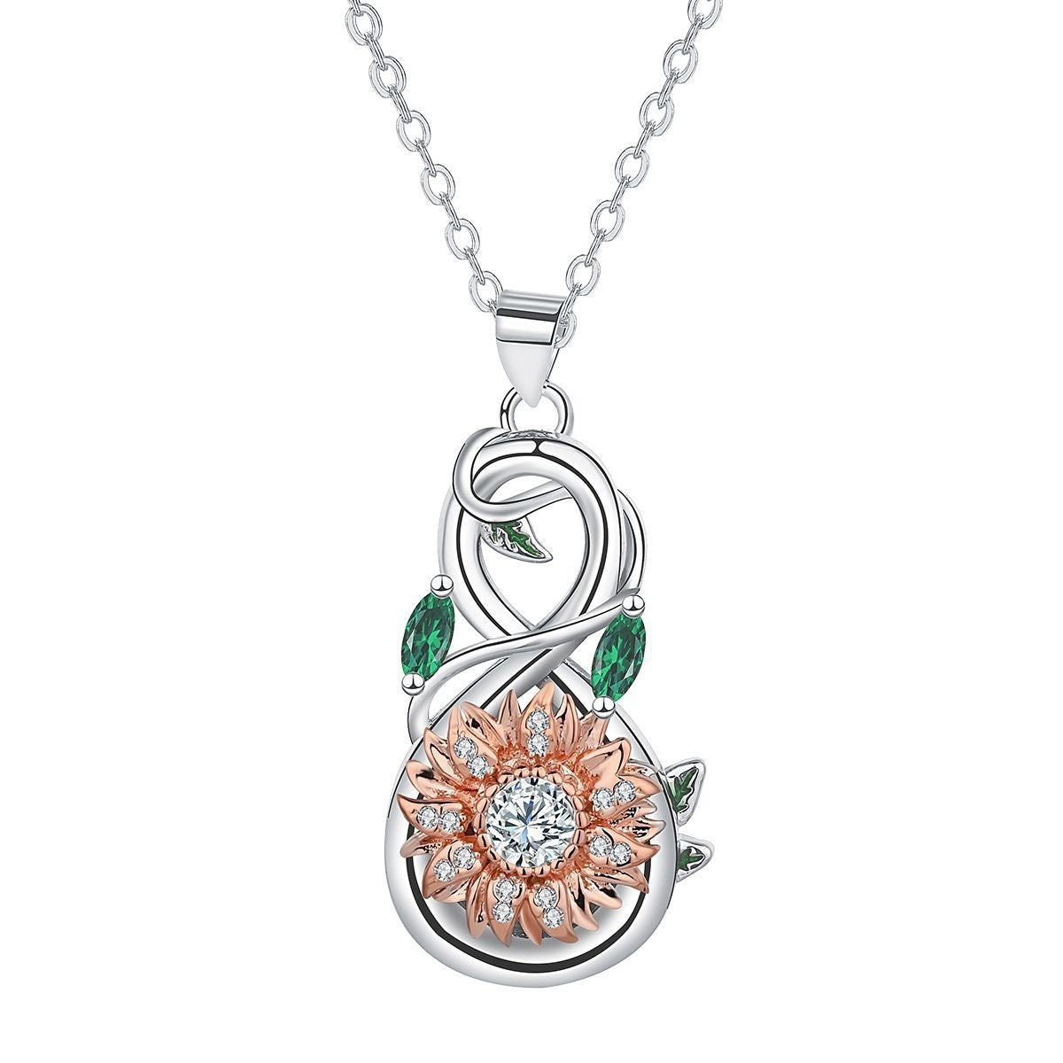 Sunflower Necklace Rose Gold Necklace