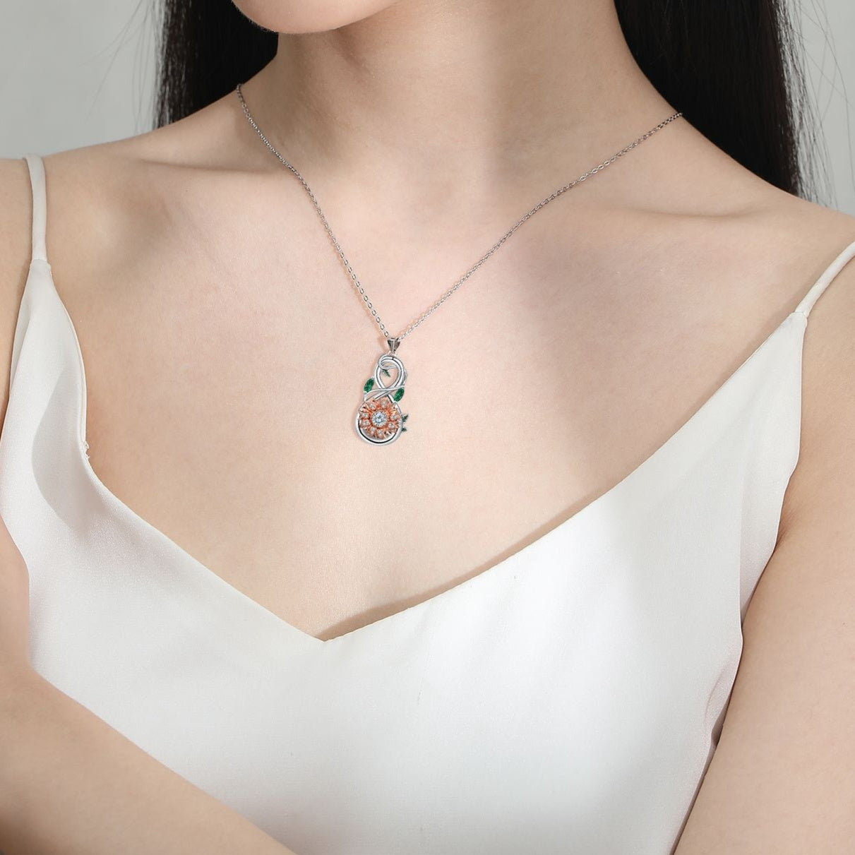 Sunflower Necklace Rose Gold Necklace