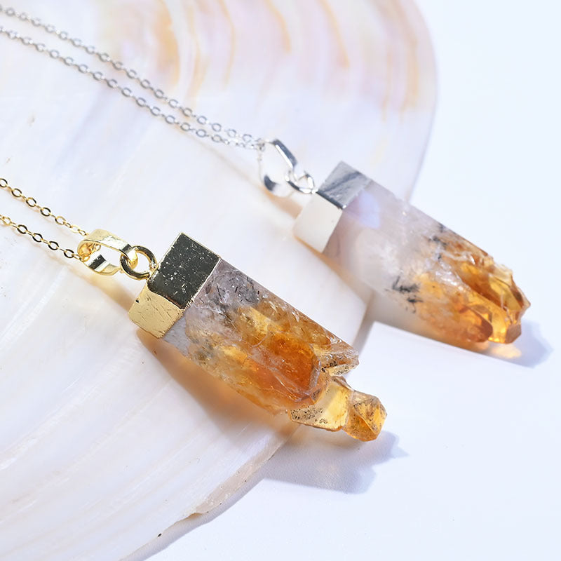 Raw Citrine Crystal Necklace