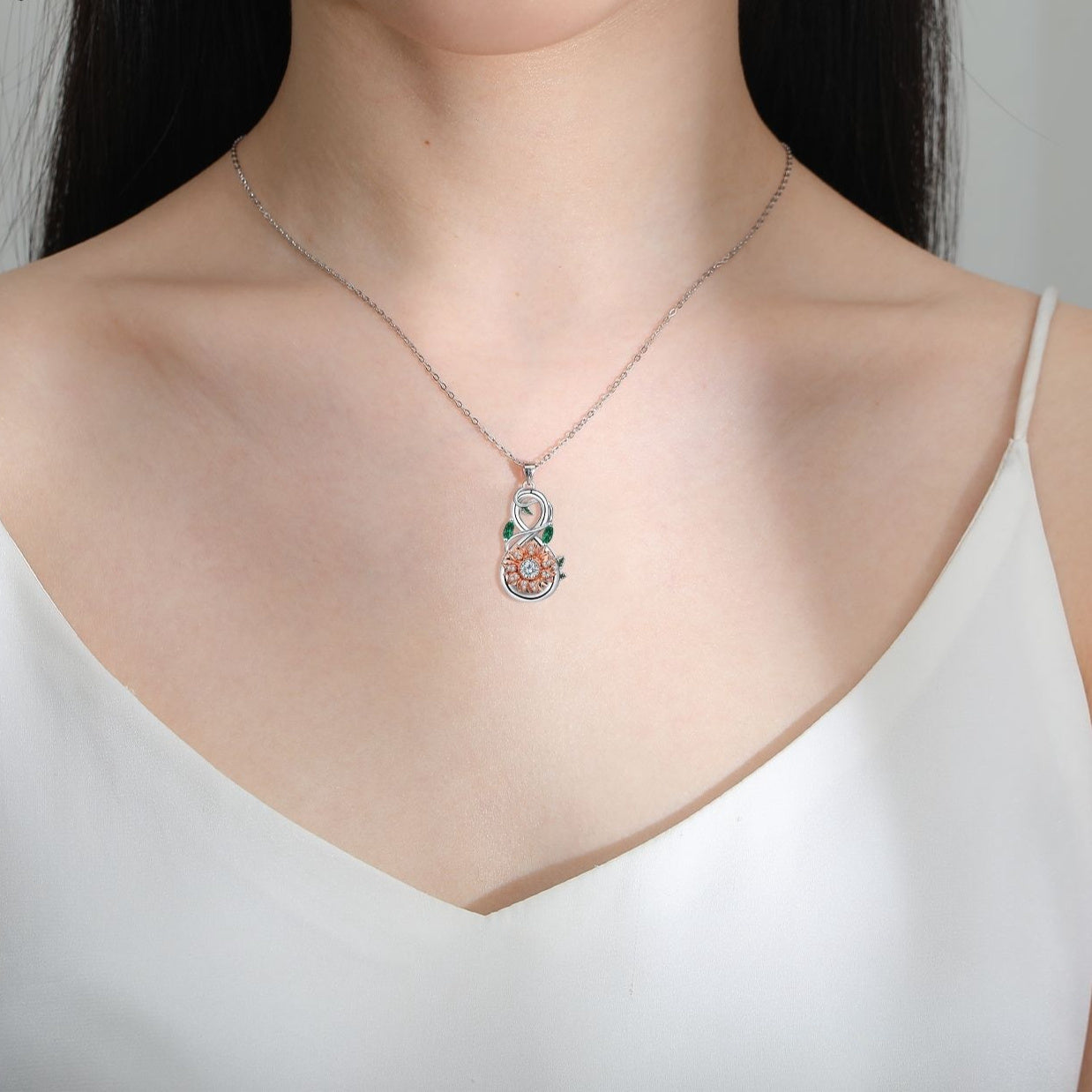 Sunflower Necklace Rose Gold Necklace