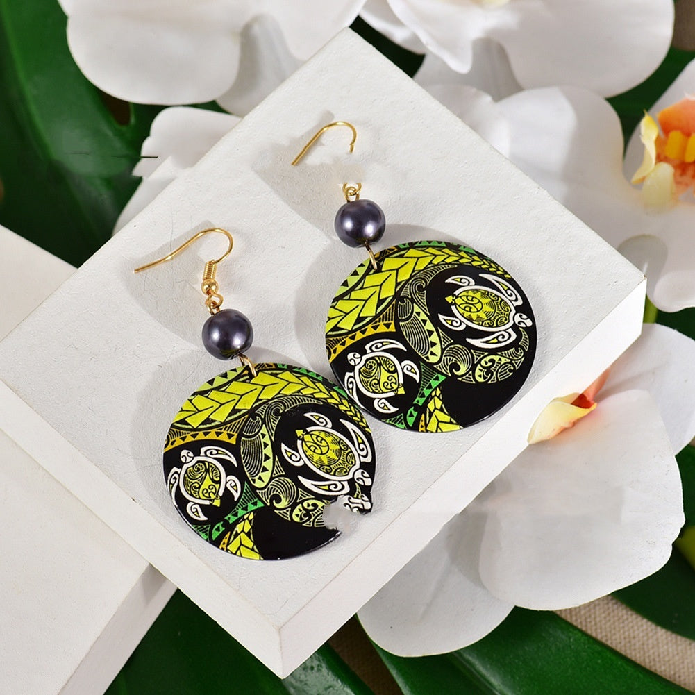 Bohemian Earrings Acrylic Geometric Round