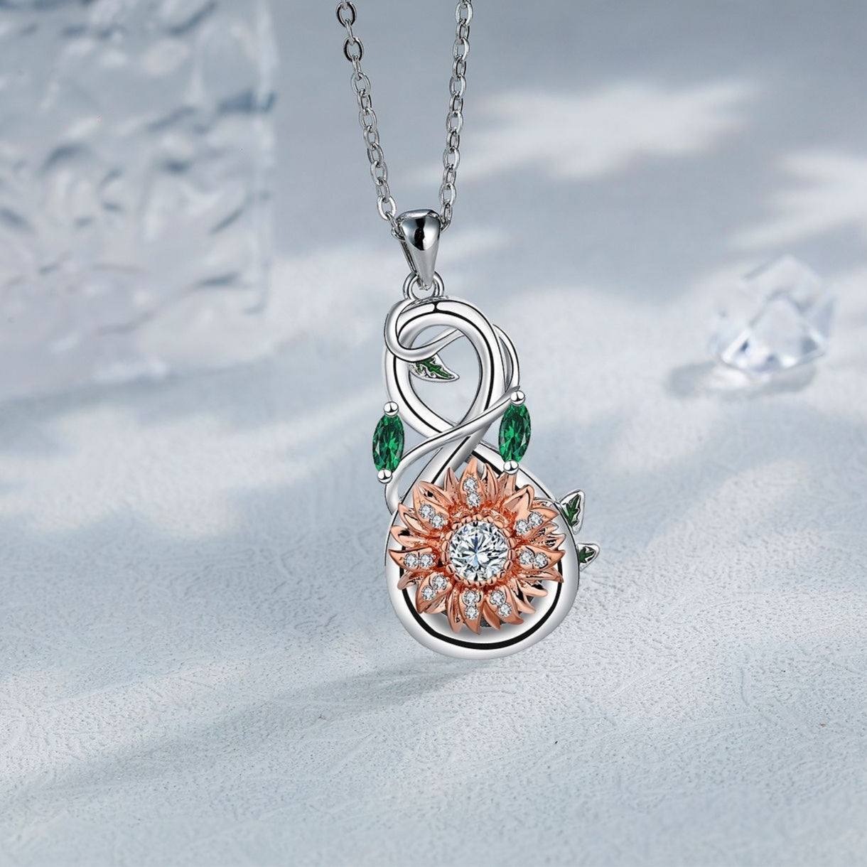 Sunflower Necklace Rose Gold Necklace