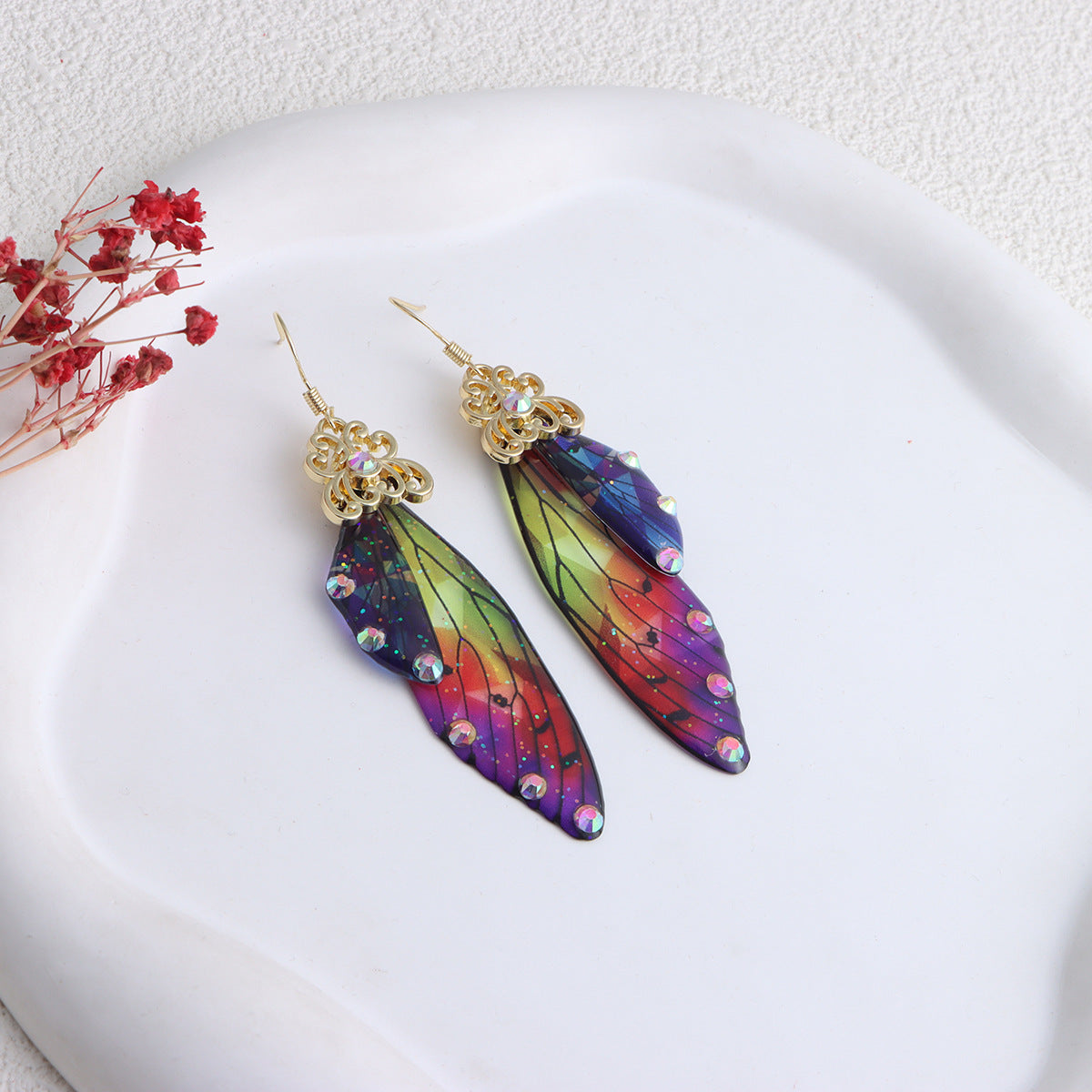 Misty Rain In Southern Cicada Wings Earrings